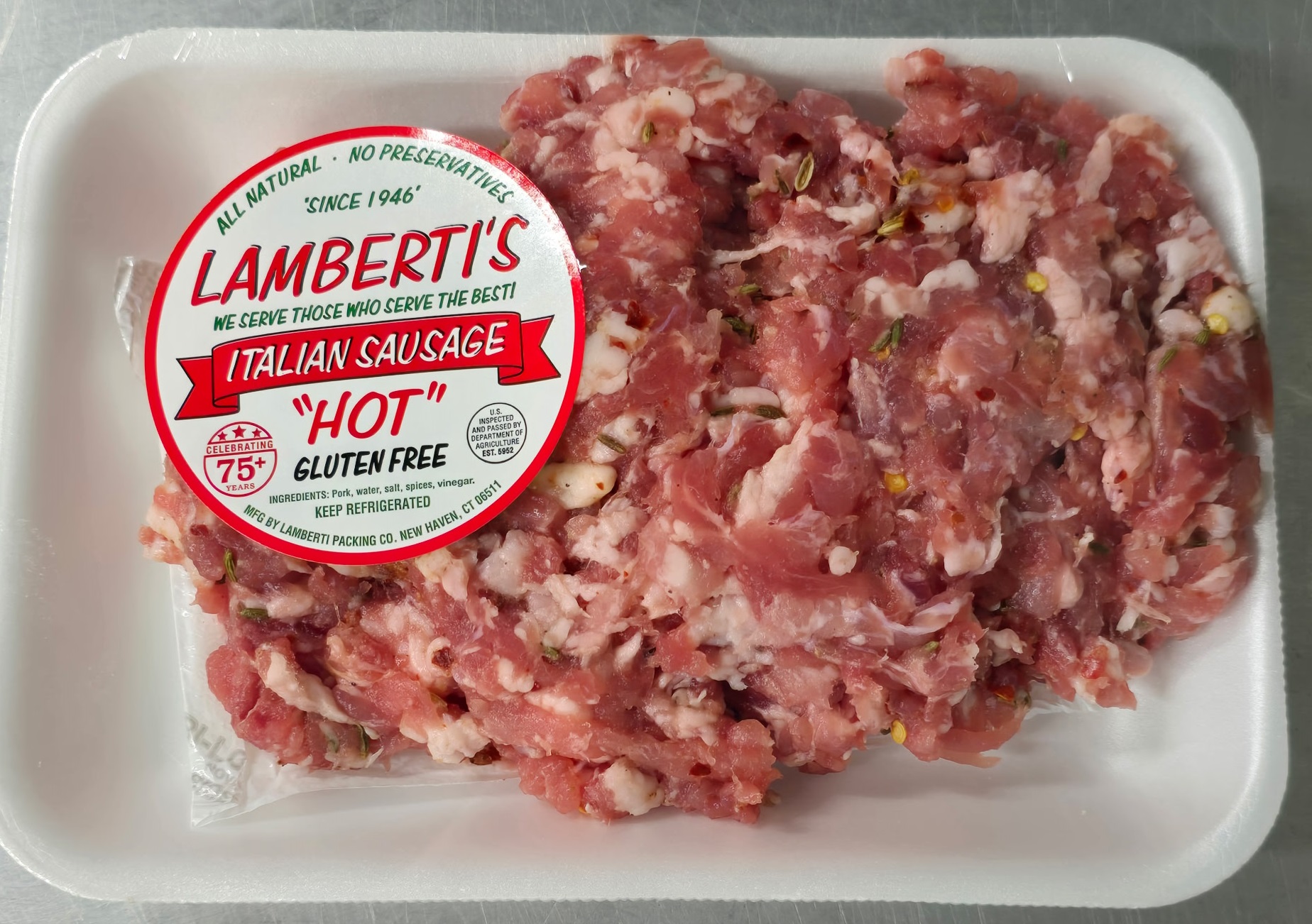 Lamberti's Uncased Hot Italian Sausage - 3 x 1lb Packages - New